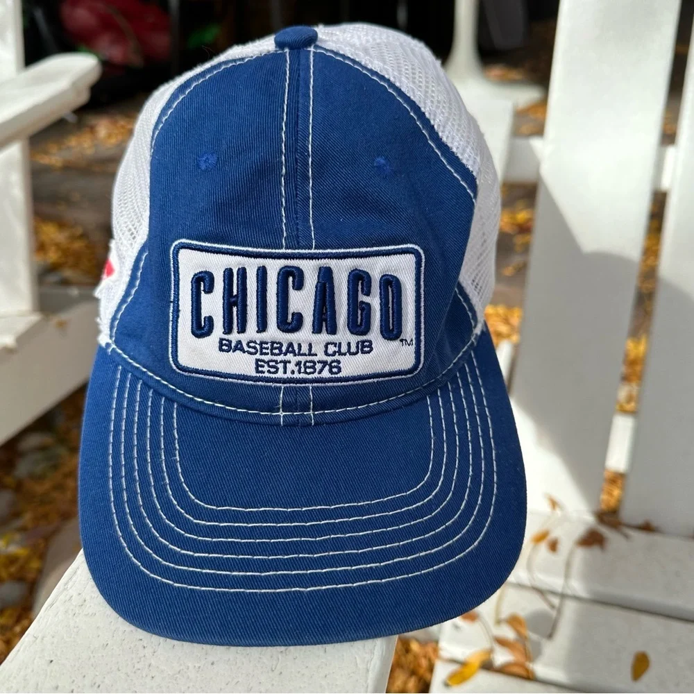 CHICAGO CUBS vintage royal and white cotton mesh adjustable cap - OS